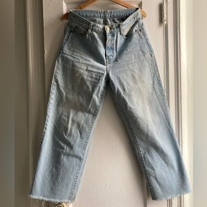 Oak and fort wide leg cropped raw hem pants